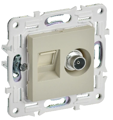 SKANDY Розетка двойная TV+RJ45 кат.5E SK-A14B бежевый IEK