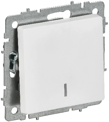 BRITE Выключатель 1-клавишный с индикацией 10А ВС10-1-1-БрАБ арктический белый IEK