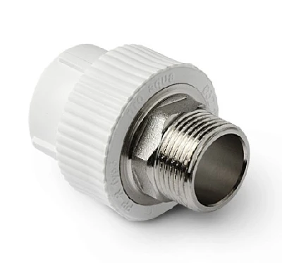 Муфта комбинированная 50 х 1 1/2' НР под ключ полипропиленовая PPR белый PRO AQUA PA23522P