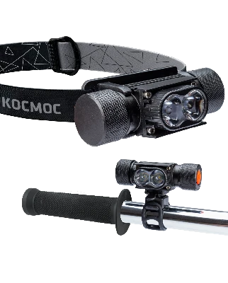 Фонарь налобный велосипедный аккумуляторный 10Вт LED/съемнLi-ion18650 1200mAh/алюминий/USBшнур,