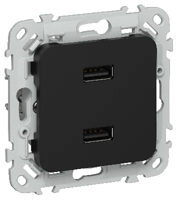 FLITE Розетка USB A+A 3,1А РЮ-2-ФлЧ черный IEK