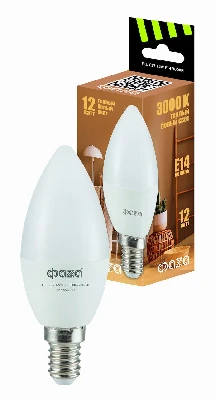 Лампа светодиодная LED 12Вт E14 3000K свеча 230/50