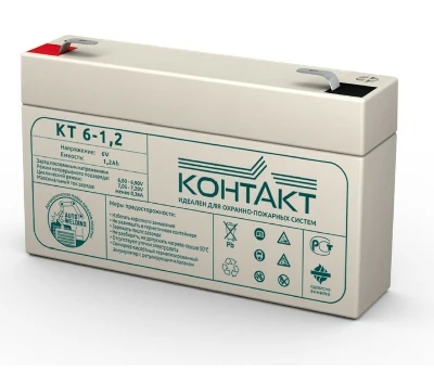 Аккумулятор КТ 6-1,2 6В 1.2Ач