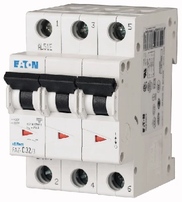 Выключатель автоматический 16А кривая отключения C 3 полюса отключающая способность 15 кА FAZ-C16/3 EATON 278873