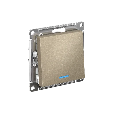 ATLASDESIGN 1-клавишный ПЕРЕКЛЮЧАТЕЛЬ с подсветкой, сх.6а, 10АХ, быстрозажимные клеммы, ШАМПАНЬ