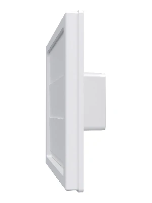 Решетка приточно-вытяжная с гравитационными жалюзи 150х150 с фланцем 55х110, из ASA пластика, цвет белый