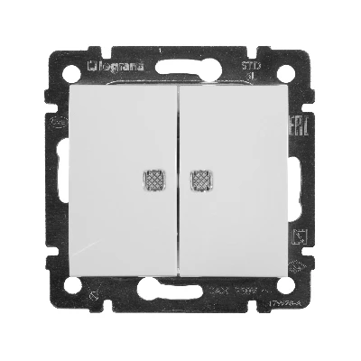 VALENA Выключатель двухклавишный с подсветкой в рамку белый Legrand 774428