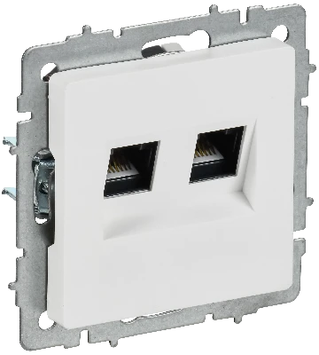 BRITE Розетка компьютерная двойная кат.5E RJ45 РК10-2-БрАБ арктический белый IEK