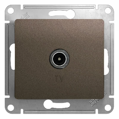 GLOSSA Розетка телевизионная TV проходная 4DB шоколад в рамку