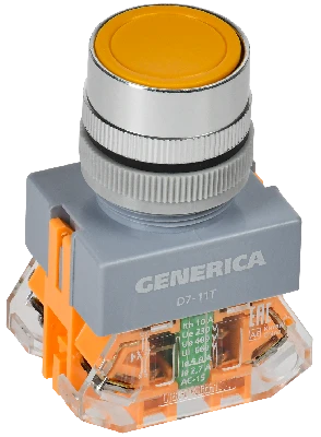 Кнопка D7-11T d=22мм 1з+1р с фикс. жел. GENERICA IEK BBT50-11T-3-21-K05-G