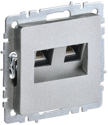 BRITE Розетка компьютерная двойная RJ45 кат.5E РК10-2-БрА алюминий IEK BR-K20-1-K47