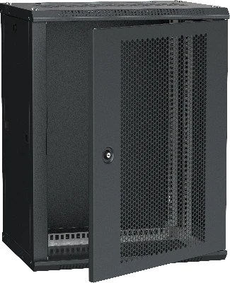 Шкаф LINEA W 600х650мм укомплектованный дверь     перфорированная черный RAL9005