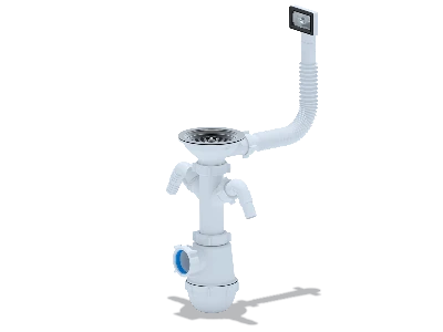 Сифон для мойки АНИ Грот 3 1/2' x 40 с двумя отводами для стиральной и посудомоечной машины с переливом АНИ пласт A0146S