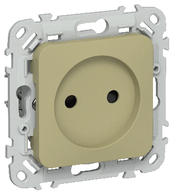 FLITE Розетка без заземления с защитными шторками безвинтовое крепление 10А РСш01-1-ФлО оливковый IEK
