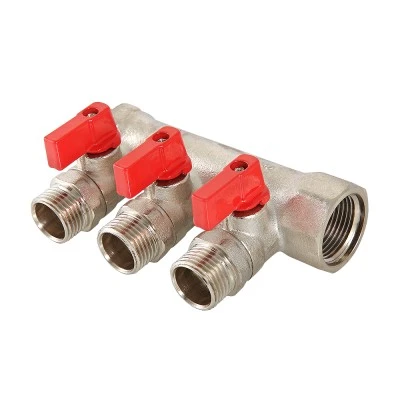 Коллектор 3/4' х 2 выхода 1/2' НР с отсекающими кранами VALTEC VTc.580.N.0502 O58104052