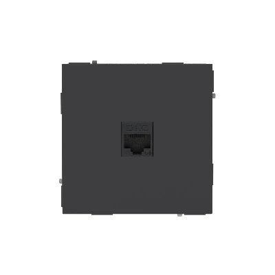Компьютерная розетка RJ-45 без шторки, кат.5е одинарная, KANT, черный уголь