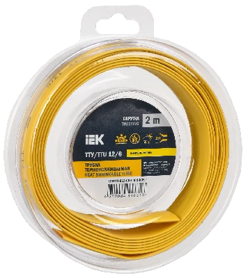 Трубка термоусадочная ТТУ нг-LS 12/6 желтая (2м/упак) IEK UDR12-012-006-002-K05-T