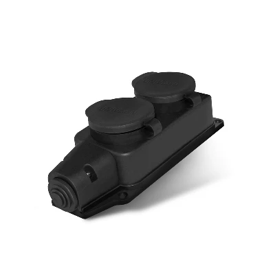 Колодка двухместная однофазная с заглушками (каучук) UNIVersal 1027