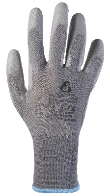 Серые защитные перчатки, полиэфир, полиурет. покр., размер XL (12пар)