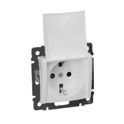 VALENA Розетка с заземлением в рамку с крышкой белая Legrand 774422