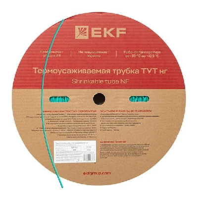 Трубка термоусаживаемая ТУТ нг 6/3 зелёная рулон PROxima EKF tut-6-j