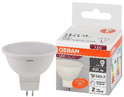 Лампа светодиодная LED 5 Вт GU5.3 4000К 400Лм спот 220 В (замена 35Вт) OSRAM LEDVANCE 4058075582422