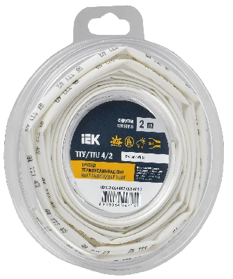 Трубка термоусадочная ТТУ нг-LS 4/2 белая (2м/упак) IEK UDR12-004-002-002-K01-T