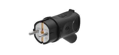 Вилка 2К+З угловая каучуковая 16А/250В IP44 Чёрная MultiSet Systeme Electric MST1102BK
