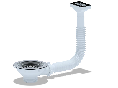 Перелив для мойки 3 1/2' с прямоугольным горизонтальным корпусом АНИ пласт N310