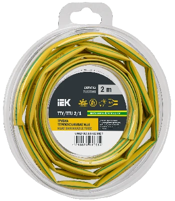 Трубка термоусадочная ТТУ нг-LS 2/1 желто-зеленая (2м/упак) IEK UDR12-002-001-002-K52-T