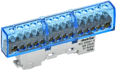 TEKFOR Шина N ноль изолированная на универсальном держателе 8х12-14-С IEK