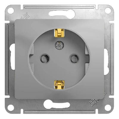 GLOSSA Розетка с заземлением со шторками в рамку алюминий Systeme Electric GSL000345