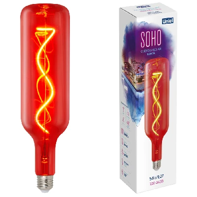 Лампа светодиодная SOHO LED-SF21-5W/SOHO/E27/CW RED GLS77RD Красная колба Спиральный филамент