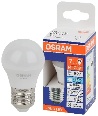 Лампа светодиодная LED 7Вт Е27 6500К 600Лм шар 220В (замена 60Вт) OSRAM LEDVANCE 4099854186578