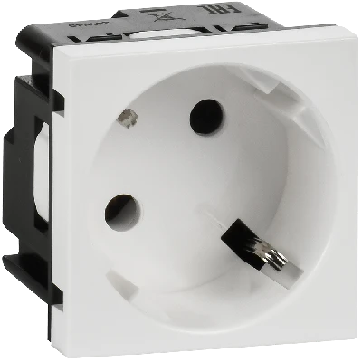 Розетка 45град с заземляющим контактом без защитной шторки и винтовым зажимом (2 модуля) белая