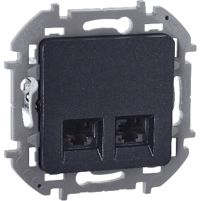 Розетка компьютерная двойная RJ45 категория 6 UTP антрацит INSPIRIA