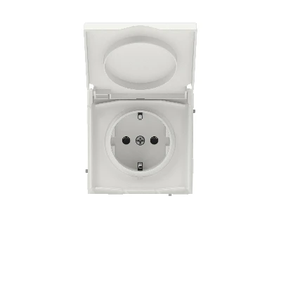 Розетка силовая, 2P+E, с з/ш, с крышкой, IP44, KANT, белый песок