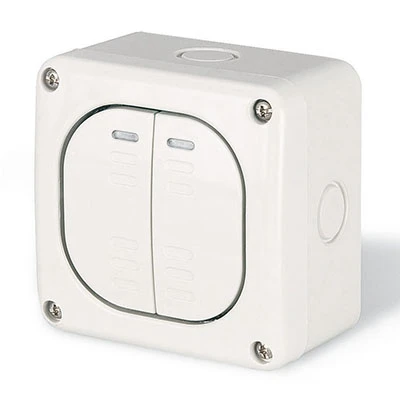 Выключатель однополюсный двухклавишный настенный DKC DIS1375022