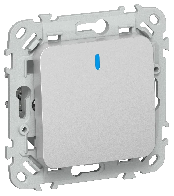 FLITE Выключатель 1-клавишный проходной с индикацией 10А ВС61-1-1-ФлА алюминий IEK