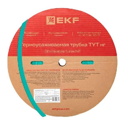 Трубка термоусаживаемая ТУТ нг 20/10 зелёная рулон PROxima EKF tut-20-j