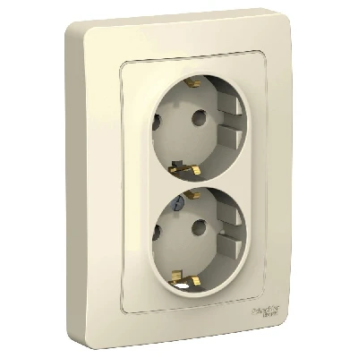 BLANCA скрытой установки розетка двойная с заземлением без шторок, 16А, 250В, молочный Systeme Electric BLNRS001022