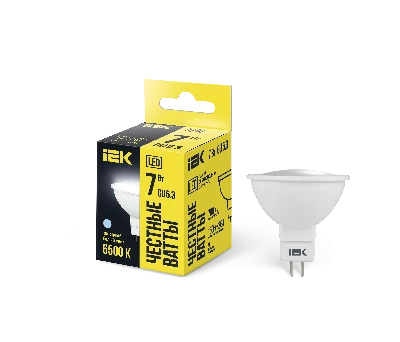 Лампа светодиодная MR16 софит 7Вт 230В 6500К GU5.3 IEK LLE-MR16-7-230-65-GU5