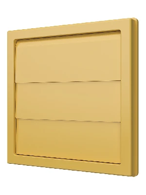 Решетка приточно-вытяжная с гравитационными жалюзи 150х150 с фланцем D125, из ASA пластика, цвет Бежевый