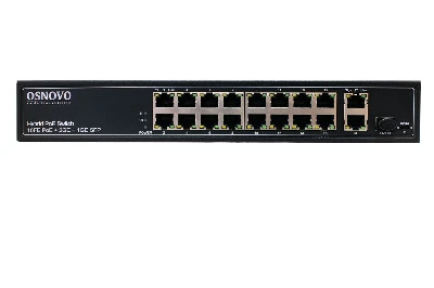 Коммутатор неуправляемый PoE 16 портов 10/100 Мб/с, 2хRJ45, 292 Вт OSNOVO SW-61621(300W) 00013234