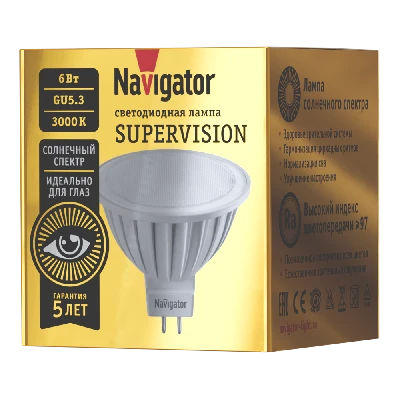 Лампа светодиодная 6вт NLL-MR16-6-230-3K-GU5.3-FR-SV