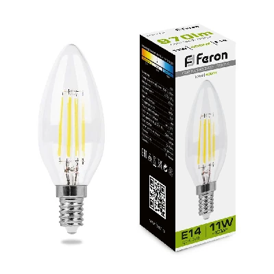 Лампа светодиодная LED 11вт Е14 белый свеча FILAMENT FERON LB-713 38008