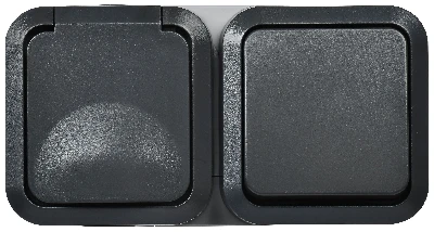 Блок розетка + выключатель горизонтальный TORS 16А IP55 графит IEK TS-G10-6-55-V-K53