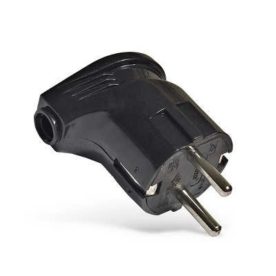 Вилка угловая с заземлением черная 16А 250В UNIVersal А0105