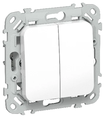 FLITE Выключатель 2-клавишный проходной 10А ВС62-1-0-ФлБ белый IEK