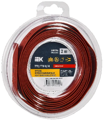 Трубка термоусадочная ТТУ нг-LS 8/4 красная (2м/упак) IEK UDR12-008-004-002-K04-T